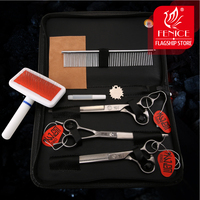 Fenice profesjonalne nożyczki do pielęgnacji psów zestaw do cięcia zakrzywione ścinanie 9CR zestaw nożyczek ze stali nierdzewnej 2